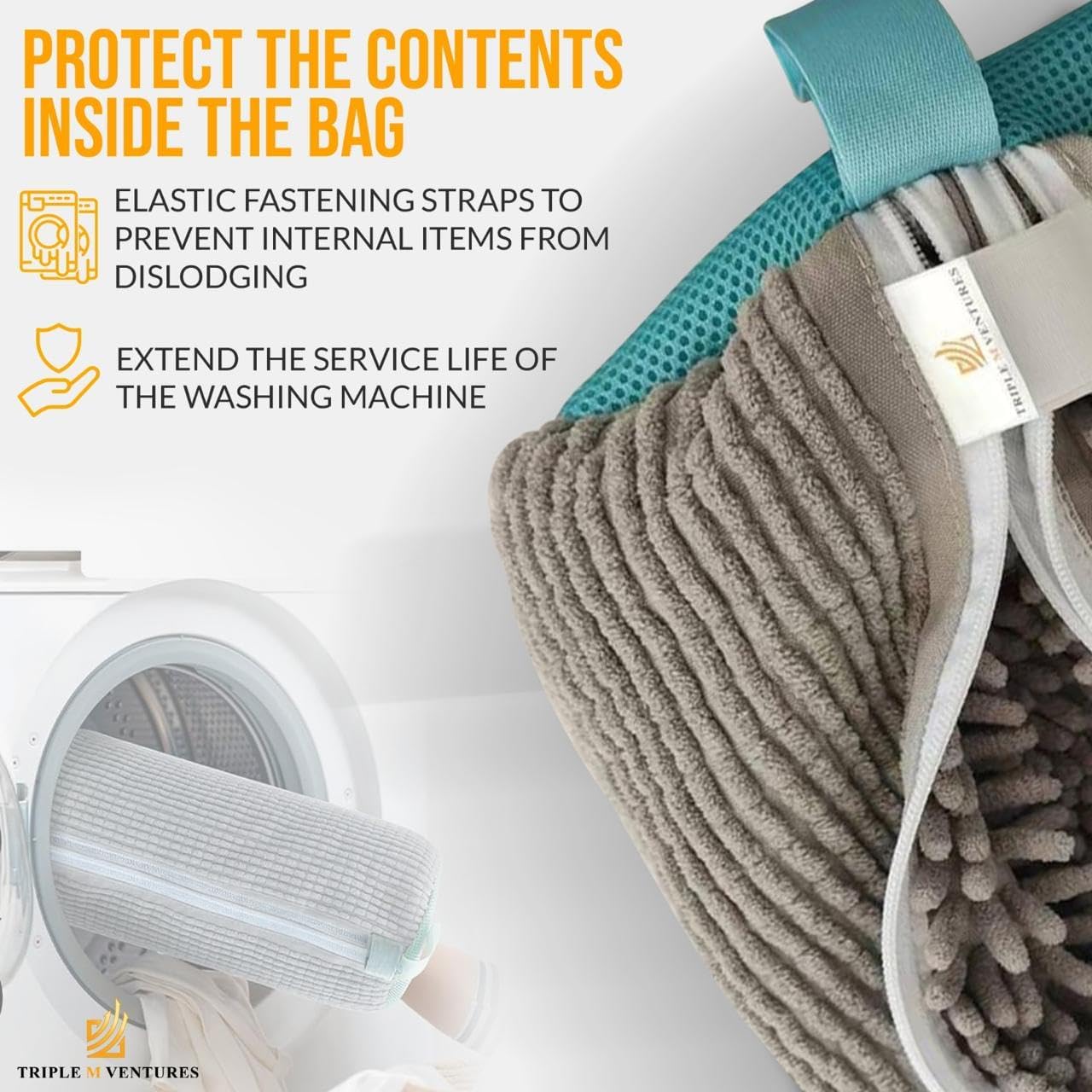 Double Shoe Washing Bag for Washing Machine, Grey, Polyester, 360 All-Round Cleaning, 2 Pack, 2 Pairs of Shoes Simultaneously, Zipper Closure