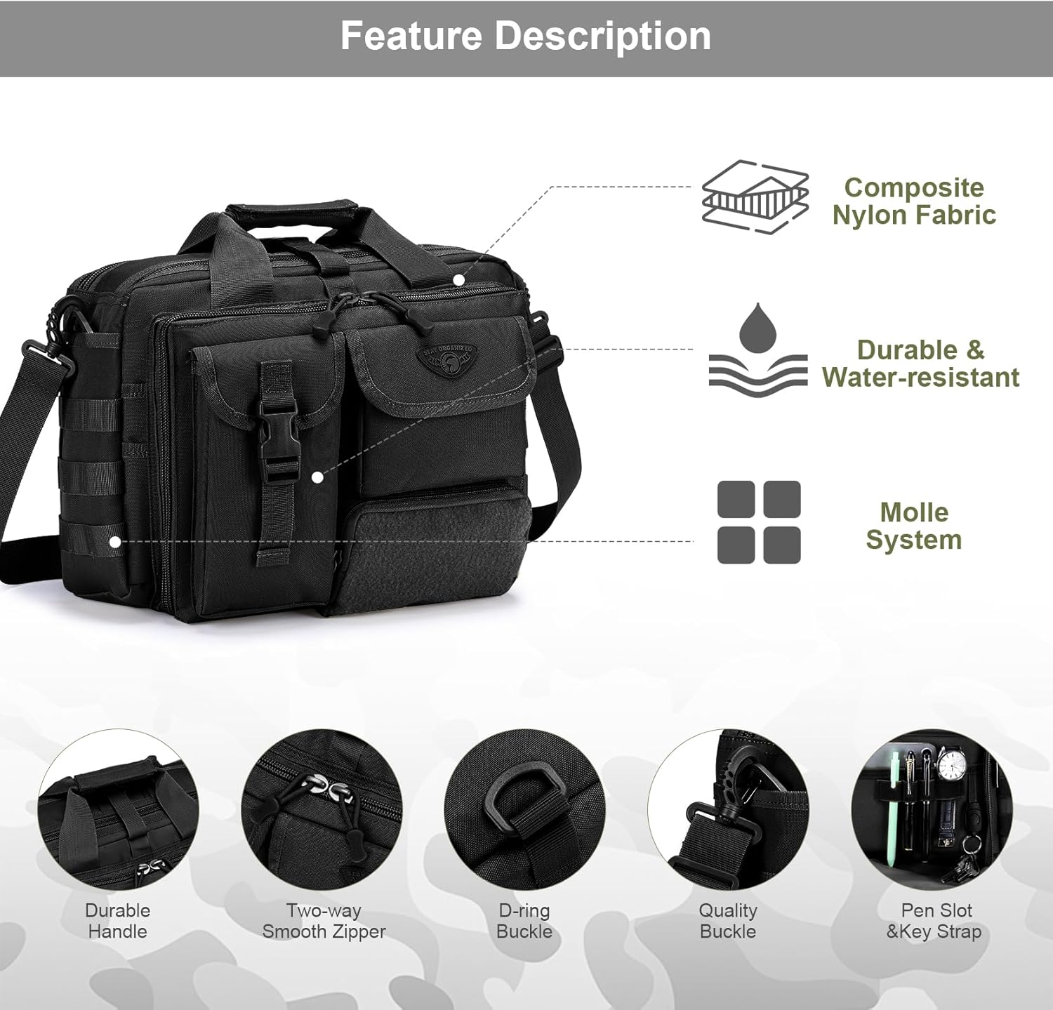 Stypos Tactical Messenger Bag Briefcase for Man Military Laptop Bag 14 Inch/15.6 Inch /17.3 Inch