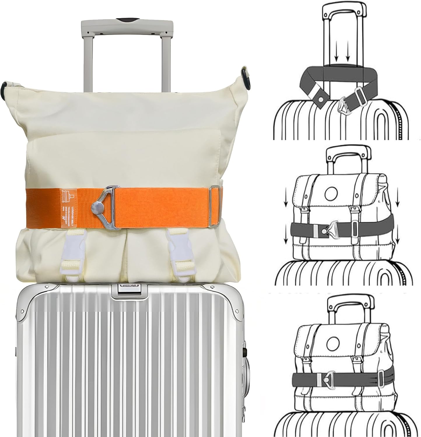 2-in-1 Travel Belt for Luggage Over Handle, Luggage Belt for Carry on Bag, Suitcase Straps, Add a
