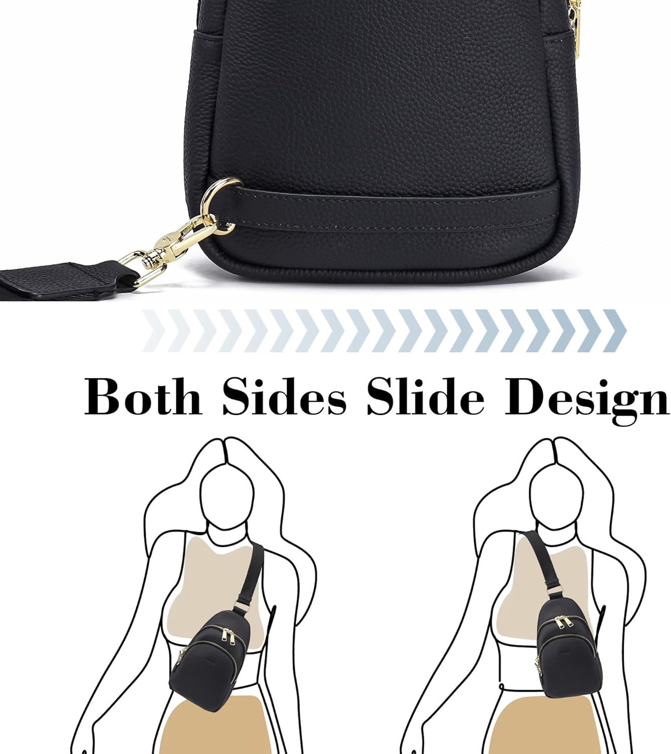 INICAT Crossbody Sling Bags Travel Cross Body Purses Faux Leather Fanny Packs Chest Bag for Women