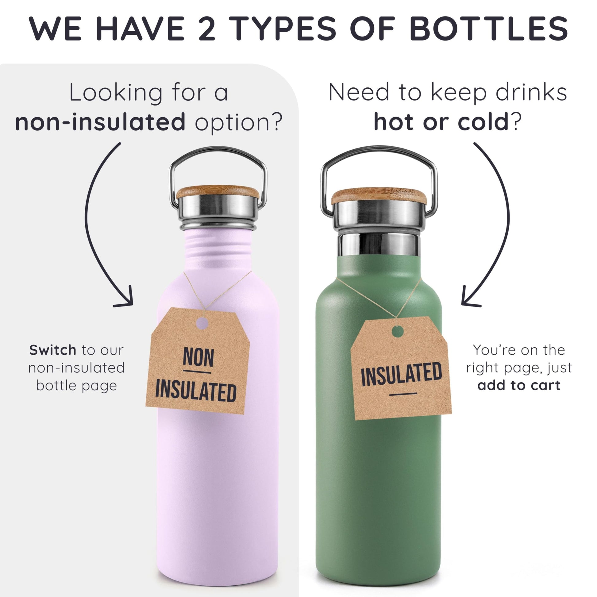 Bambaw 24 oz Metal Water Bottle, Insulated Stainless Steel Water Bottle, Great for Travel, Wide