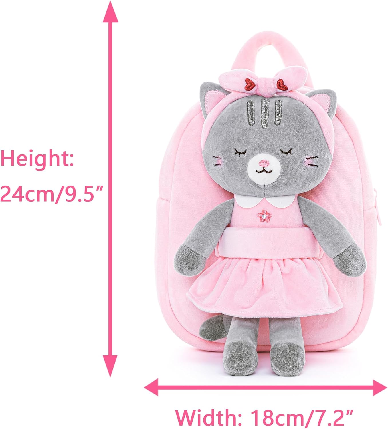 Lazada Cat Toddler Backpack Kitty Kids Backpacks for Girls with Detachable Cat Toy 10 inch