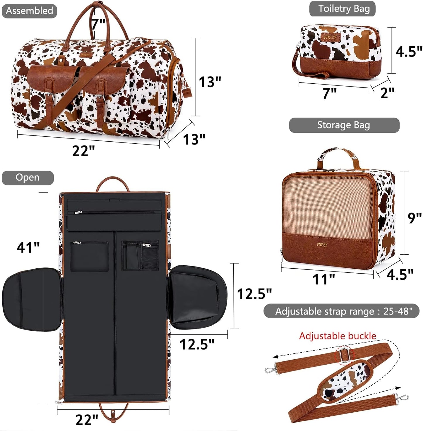 Garment Duffel Bag for Travel - Convertible Carry on Garment Duffel Travel Bag for Women Men Large Weekender Bag with Shoes Pouch 2 in 1 Hanging Suit Travel Duffel Bag 3pcs Set