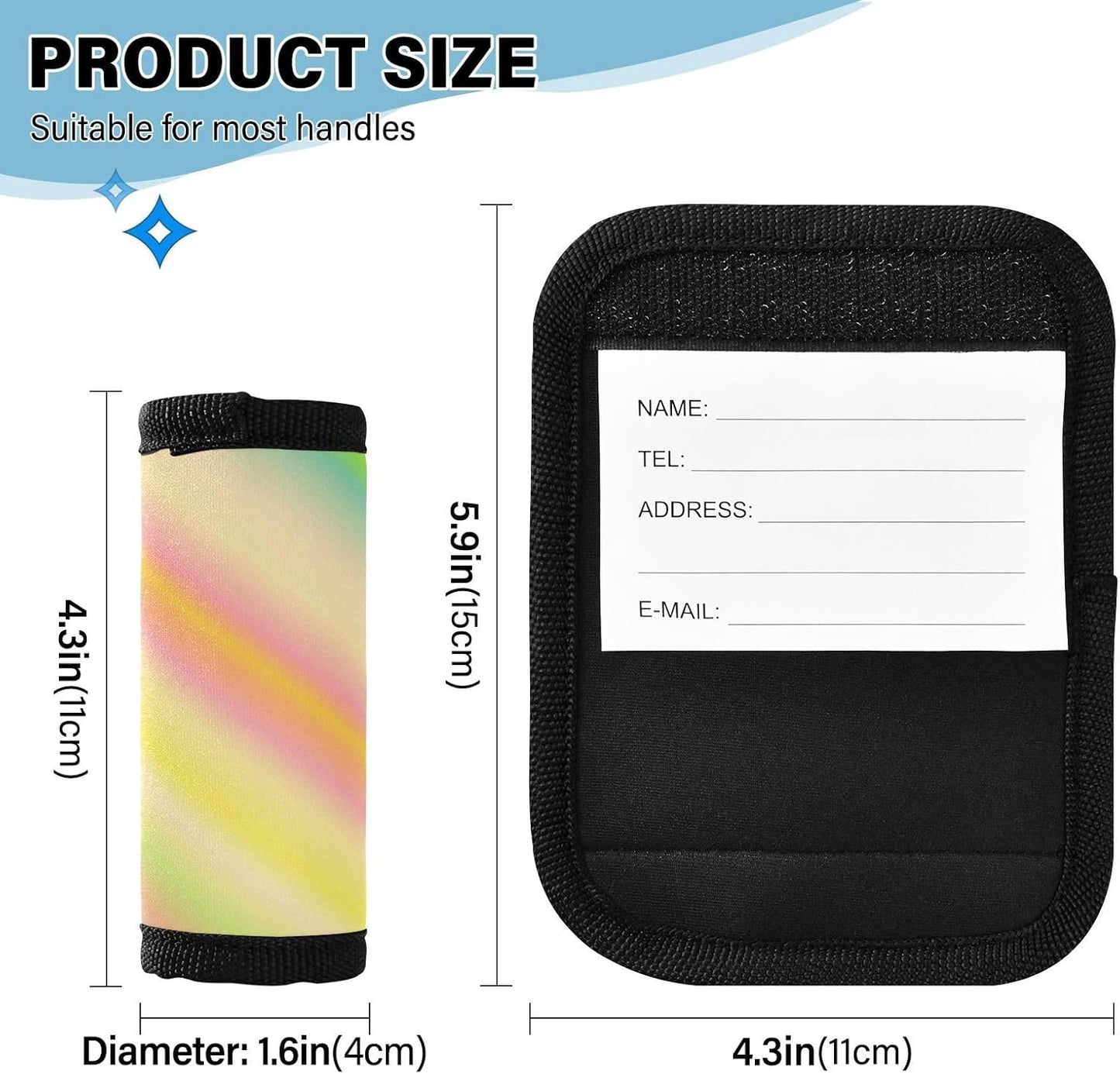 Color Gradient 4 Pack Luggage Handle Wraps Covers for Suitcase Identifiers Bag Tags Travel Accessories