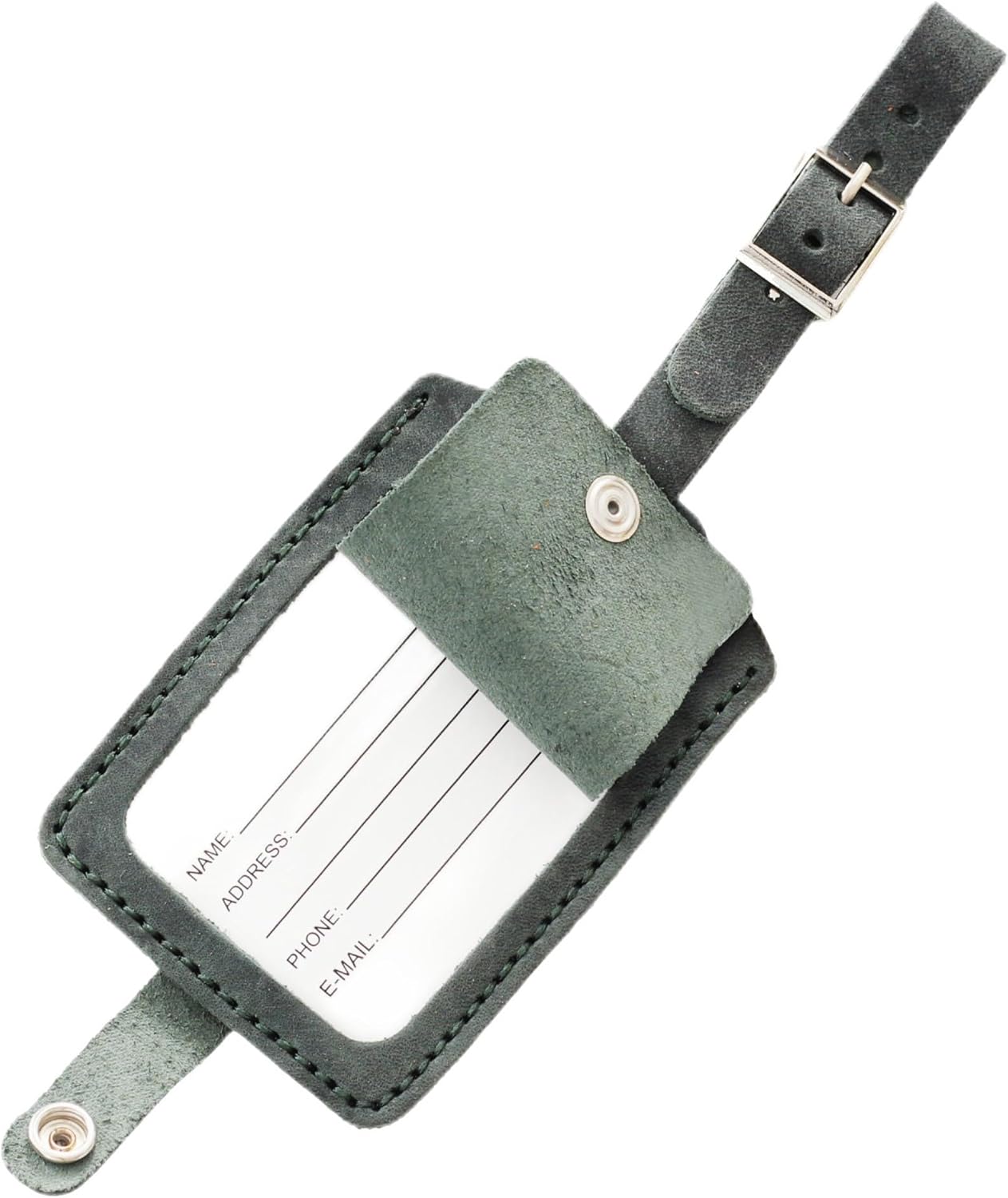 Toprank Leather Genuine Luggage Tags – Durable Leather Bag Tags for Travel, Baggage & Accessories (Green)