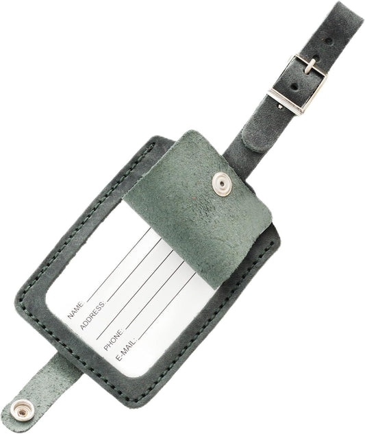 Toprank Leather Genuine Luggage Tags – Durable Leather Bag Tags for Travel, Baggage & Accessories (Green)