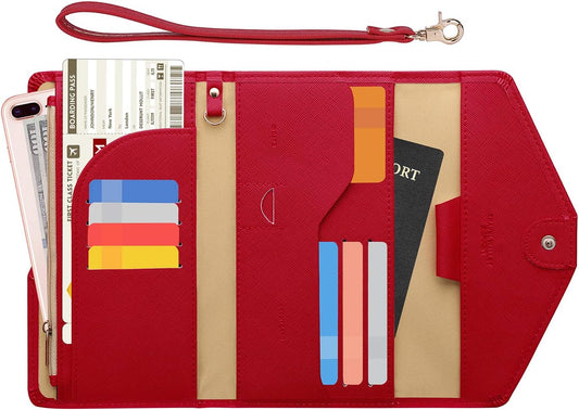 ZOPPEN Passport Holder Women Travel Wallet (Ver.5) for Women Rfid Blocking Passport Cover Case Document Organizer Wrist Strap