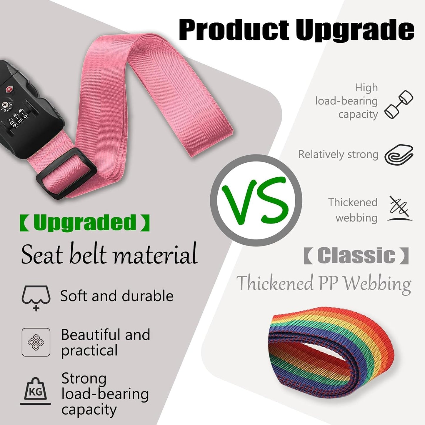 Luggage Straps TAS,Travel Strap with Name tag,Easy to Identify,Luggage Straps TSA Approved with Lock,Combination Luggage Lock with Adjustable Length,Compatible with 20-34 inch Luggage(Pink 1 Pack)
