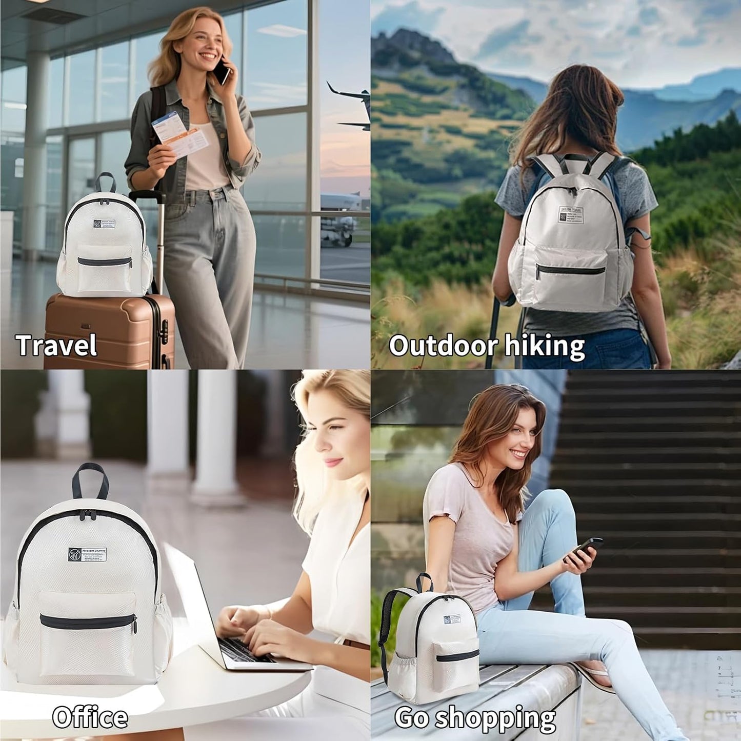 Lightweight Packable Backpack Travel Hiking Daypack Foldable Backpack for Men Women (Beige)