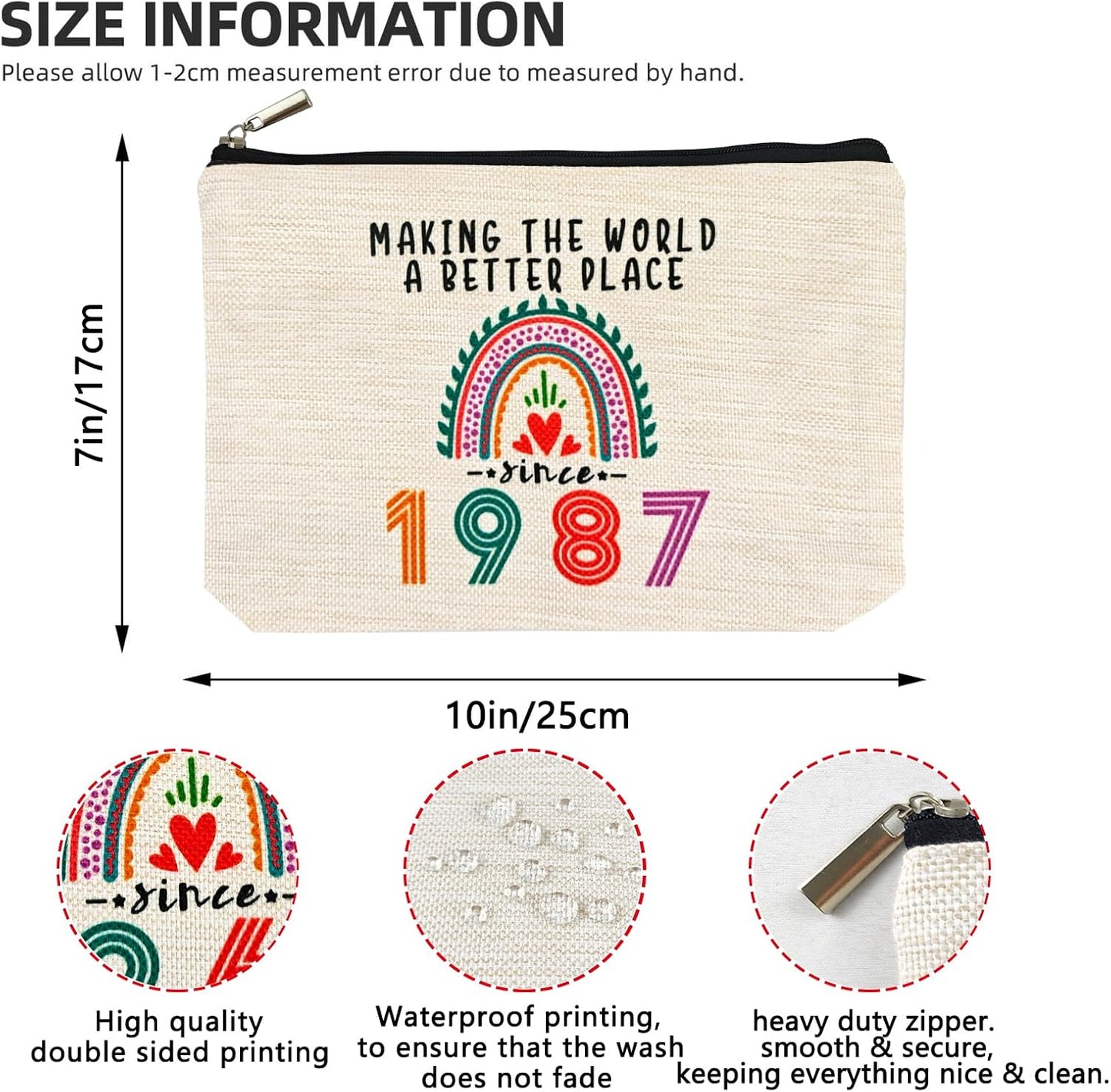 38th Birthday Gifts Women Makeup Bag, Happy 38th Birthday Decorations Woman, Best 38 Year Old Gifts Ideas for Her, Mom, Wife, Sister, Mothers Day, 1987 Anniversary Party Favors, Christmas