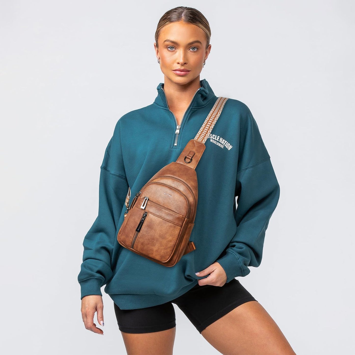 7L Sling Bag For Women Men Backpack Fanny Pack Crossbody Chest Travel Shoulder Belt Bags Purse Handbag PU Leather
