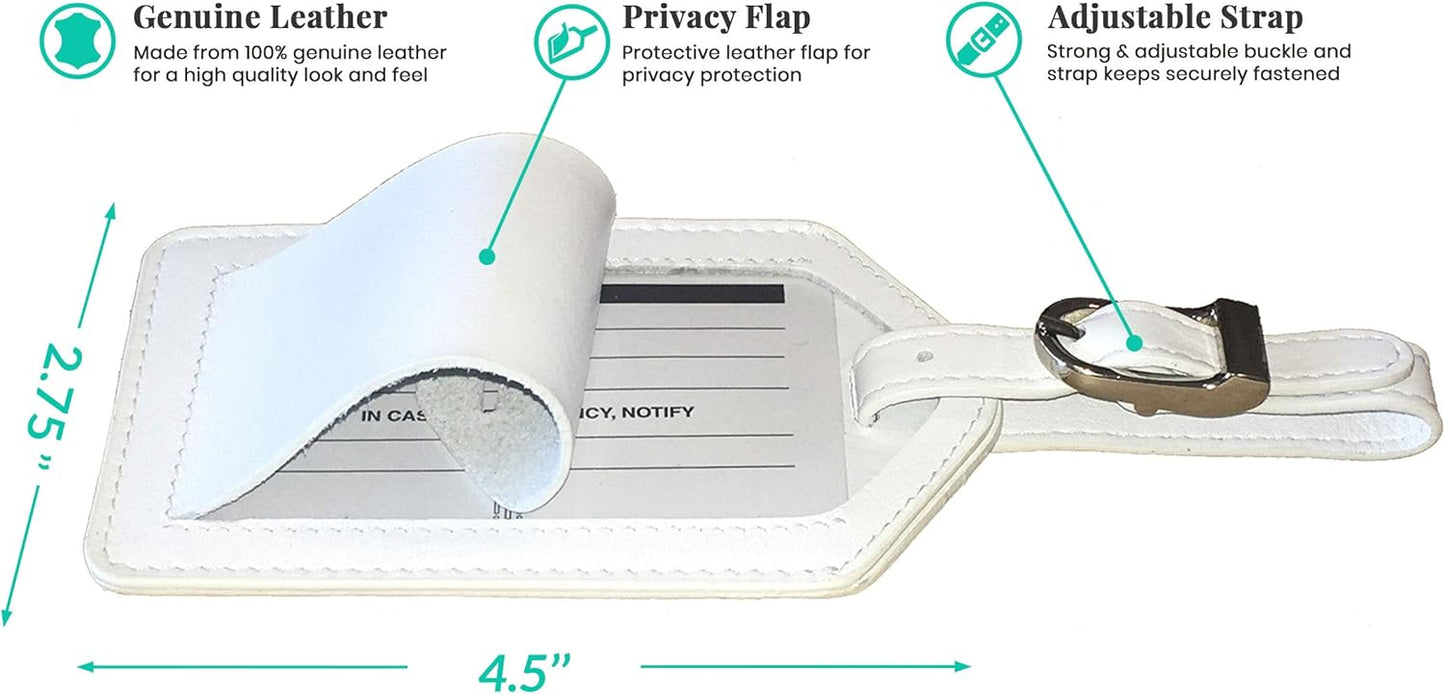 Personalized Monogrammed White Leather RFID Passport Cover Holder and 2 Luggage Tags
