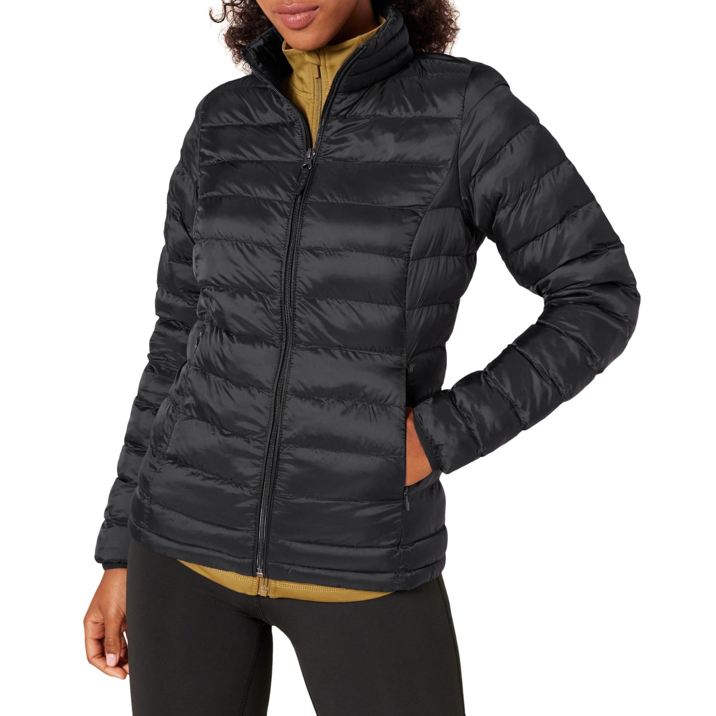Amazon Essentials Women's Lightweight Water-Resistant Packable Puffer Jacket Outerwear, -black