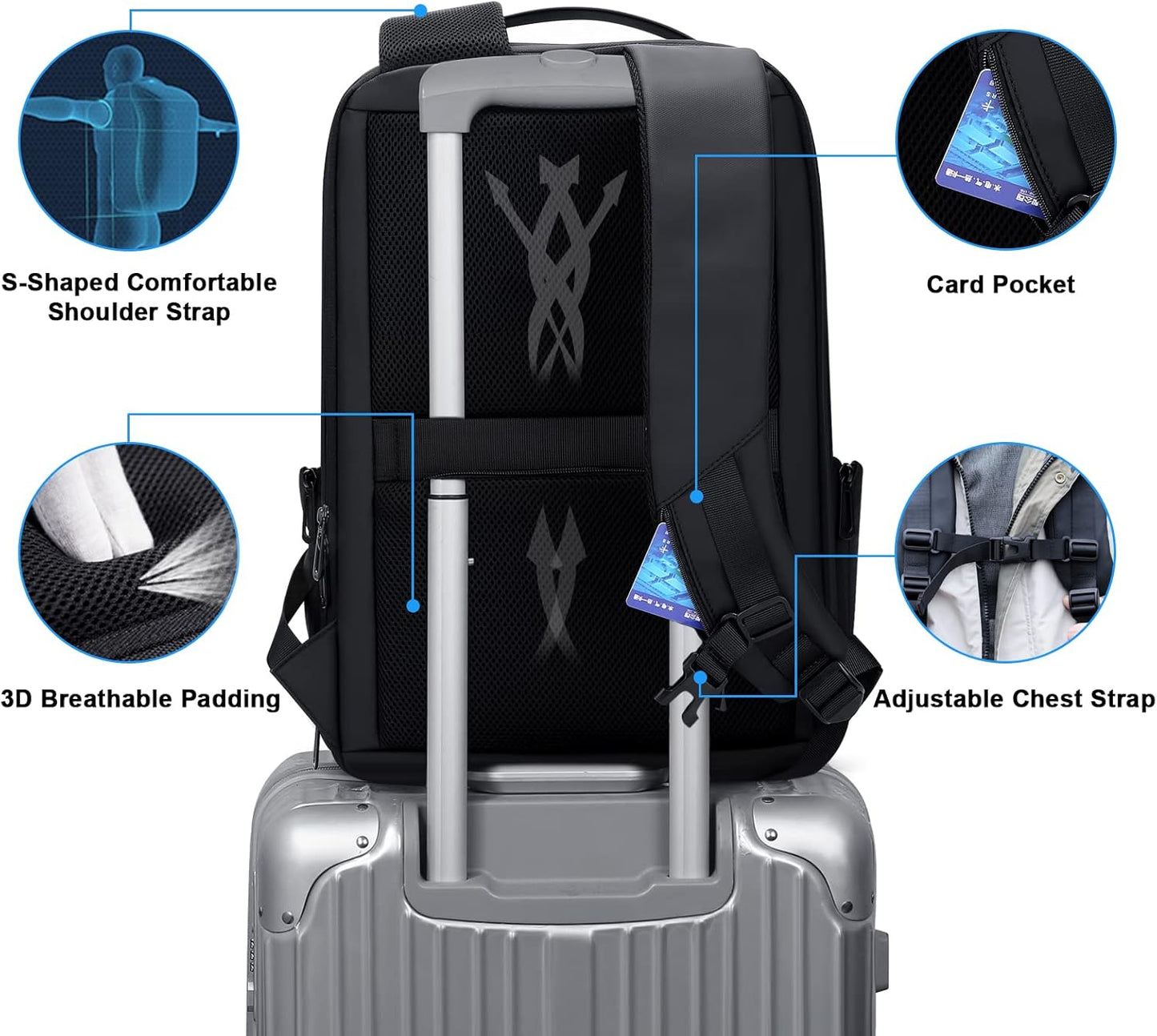 FENRUIEN Business Travel Backpack for Men, Expandable Water Resistant Computer Backpack with USB