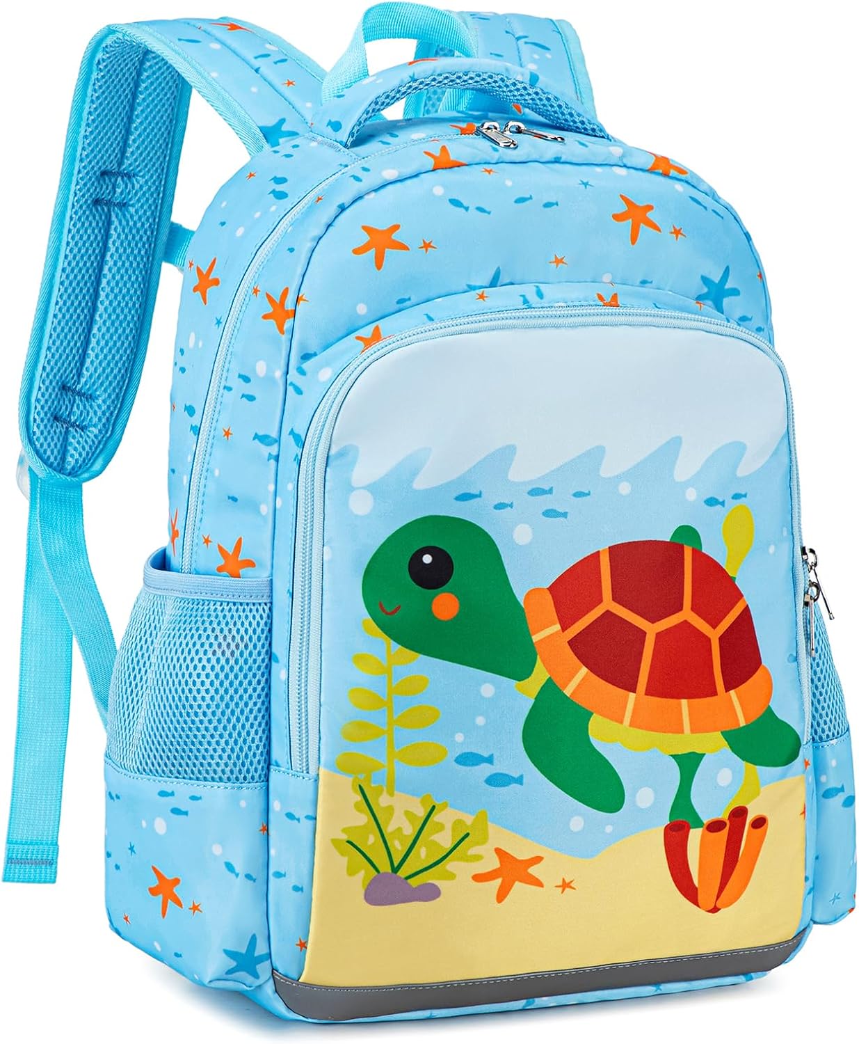 Octsky Kids Backpack for Girls Boys, Preschool Kindergarten Backpacks, Toddler BookBag with Chest Strap, Sea Turtle