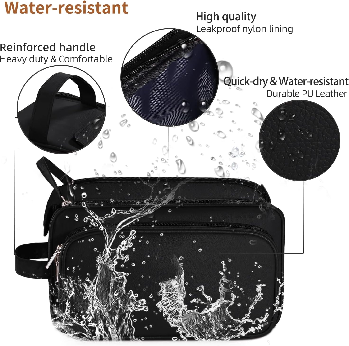 Buruis Extra Large Toiletry Bag for Men, Travel Toiletry Organizer Dopp Kit Water-resistant Shaving