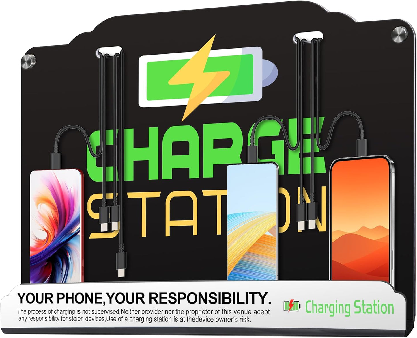 Wall Mount Charging Station with 8 Ports Phone Charger with Type-C,Android Port | Applicable for