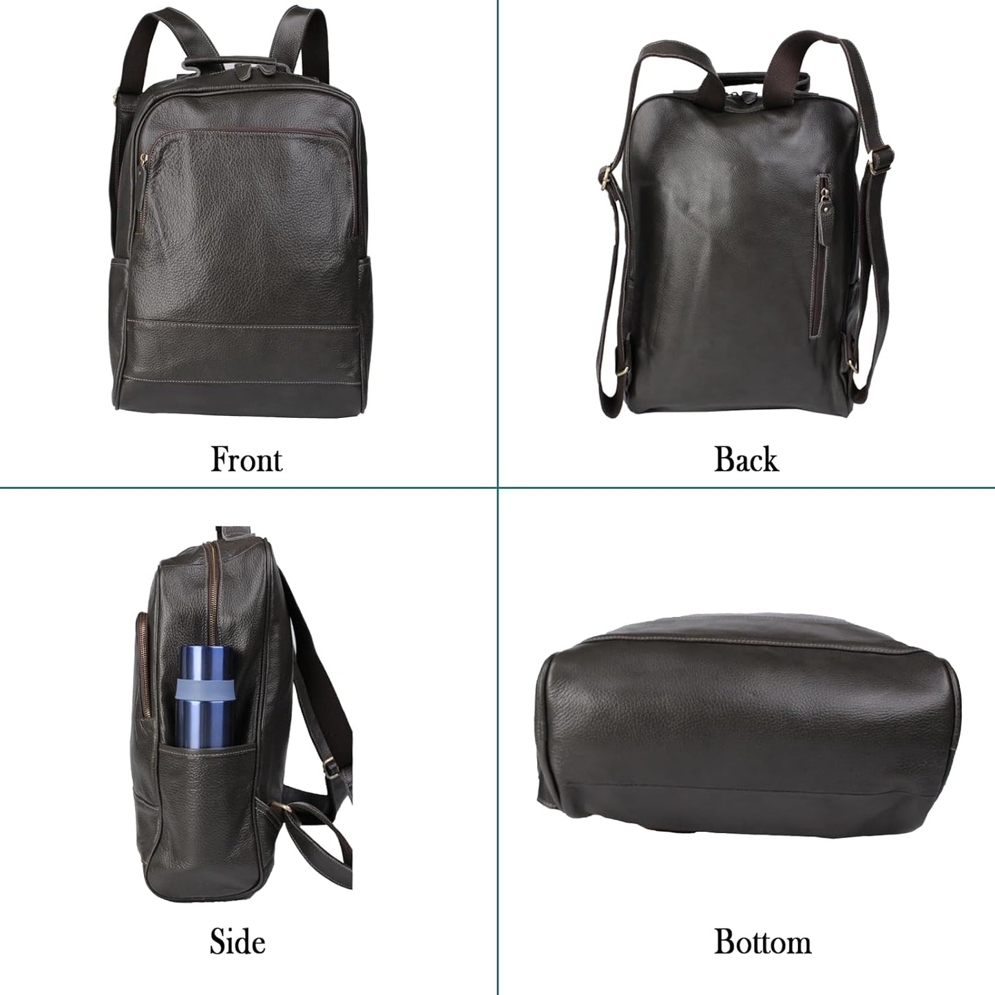 Full-Grain Leather Backpack for Men & Women, 16 Inch Laptop Bag Business Travel Backpack Minimalist Work Bag(8528- Gray)