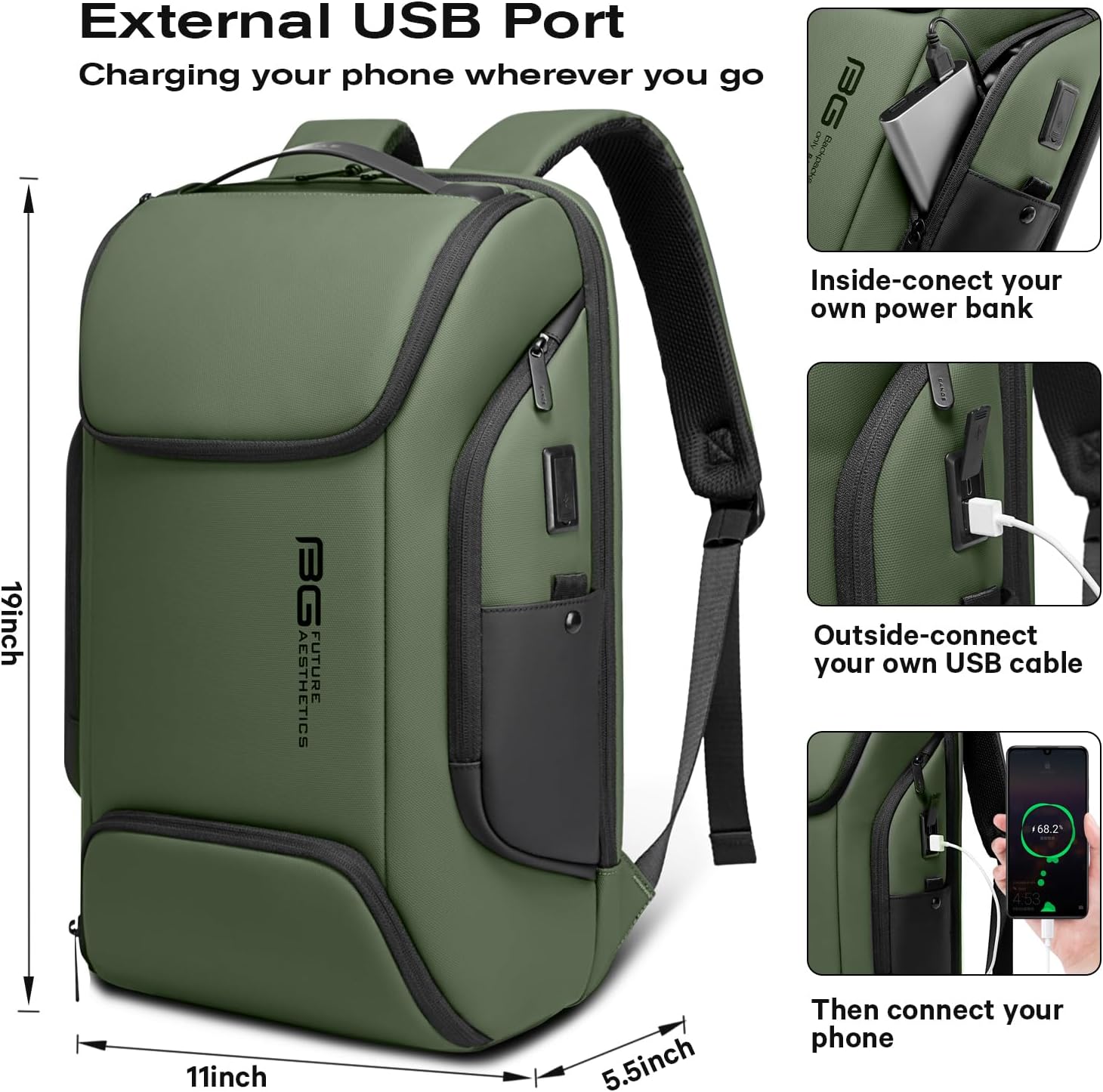 BANGE Business Laptop Smart backpack Can Hold 15.6 Inch Laptop Commute Backpack Carry on bag for