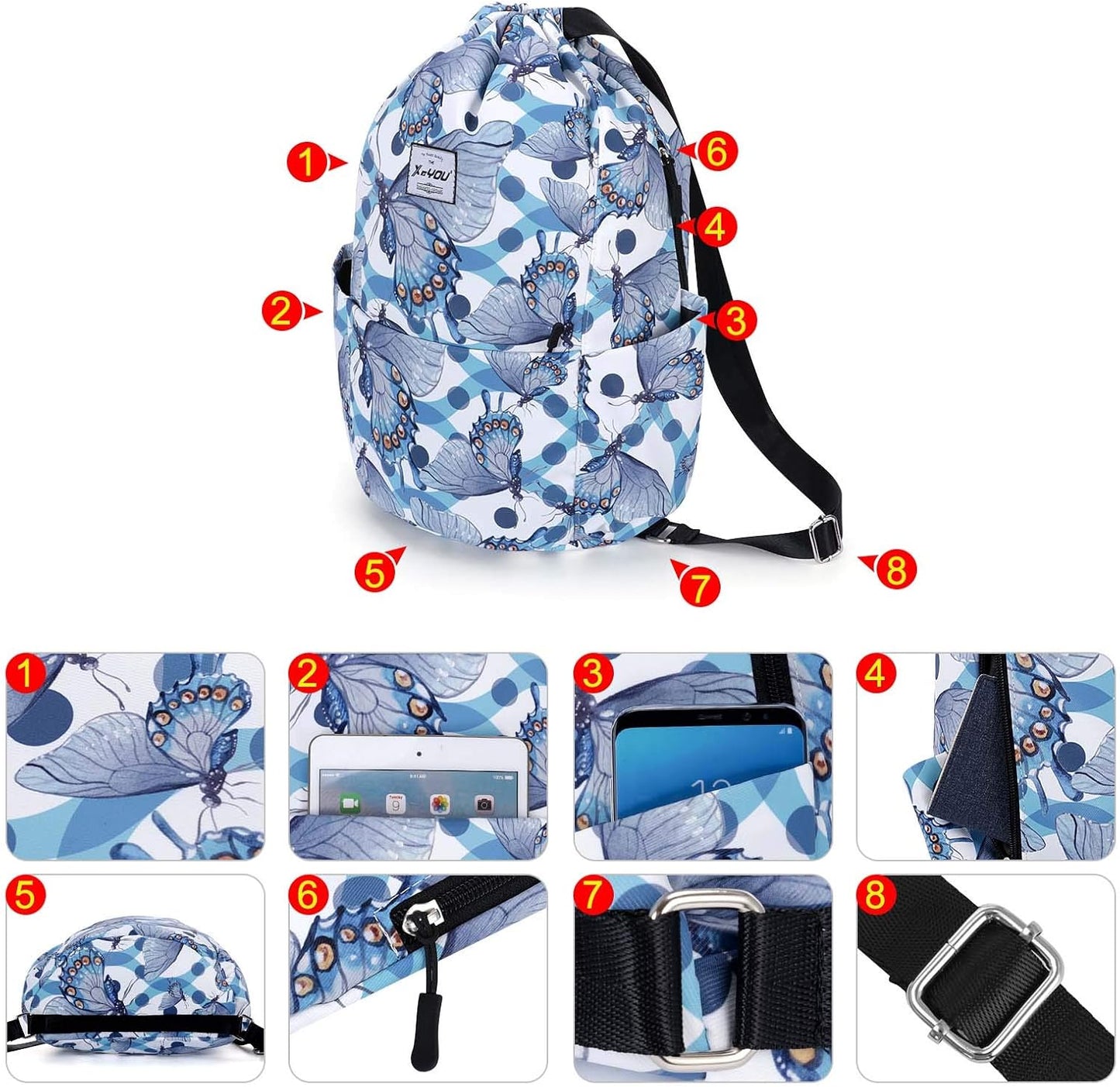 XEYOU Drawstring Sports Backpack Lightweight Gym Yoga Sackpack Shoulder Rucksack Casual Outdoor Daypack for Women and Men