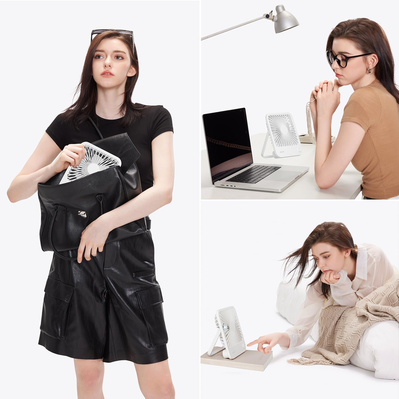 JISULIFE Desk Fan Battery Rechargeable, 180°Foldable Portable Personal Fan