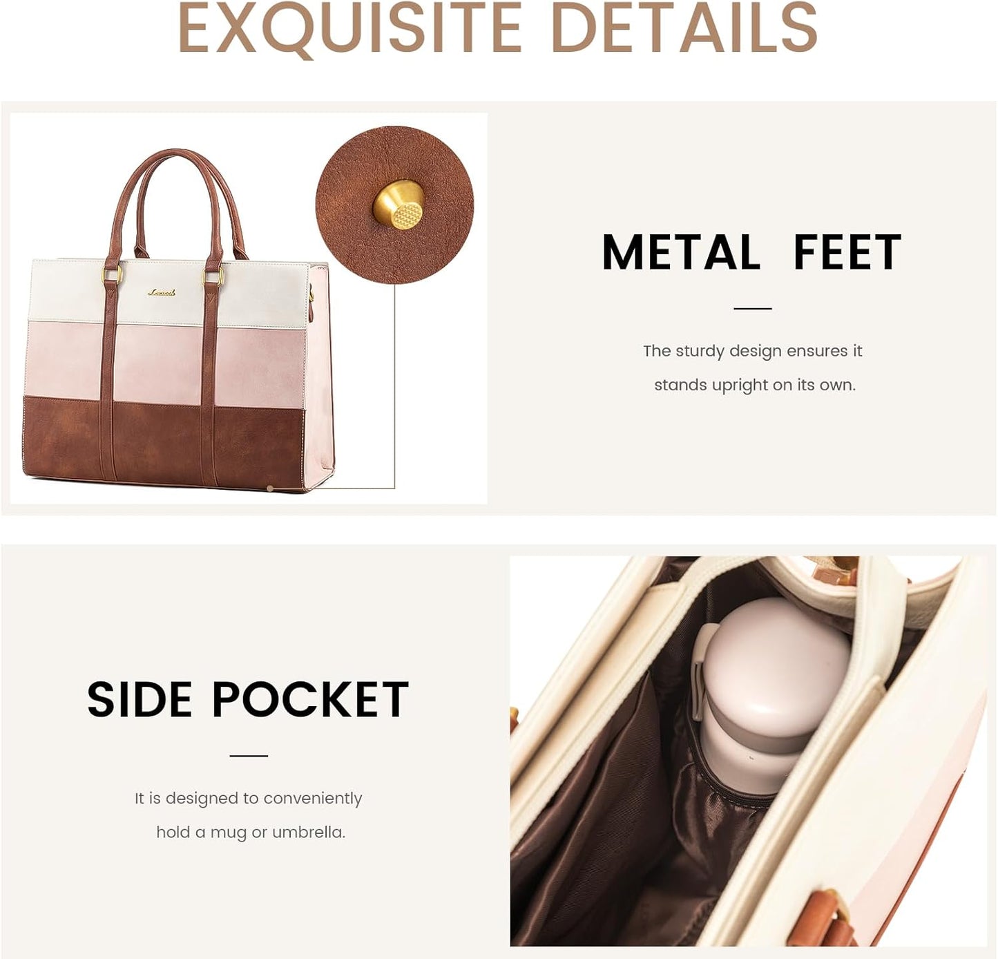 LOVEVOOK Laptop Bag for Women, 15.6 Inch Laptop Tote Bag, Vintage Leather Work Bags for Women, Waterproof Computer bag with Clutch Purse, Large Capacity Briefcase, Business Office Bag