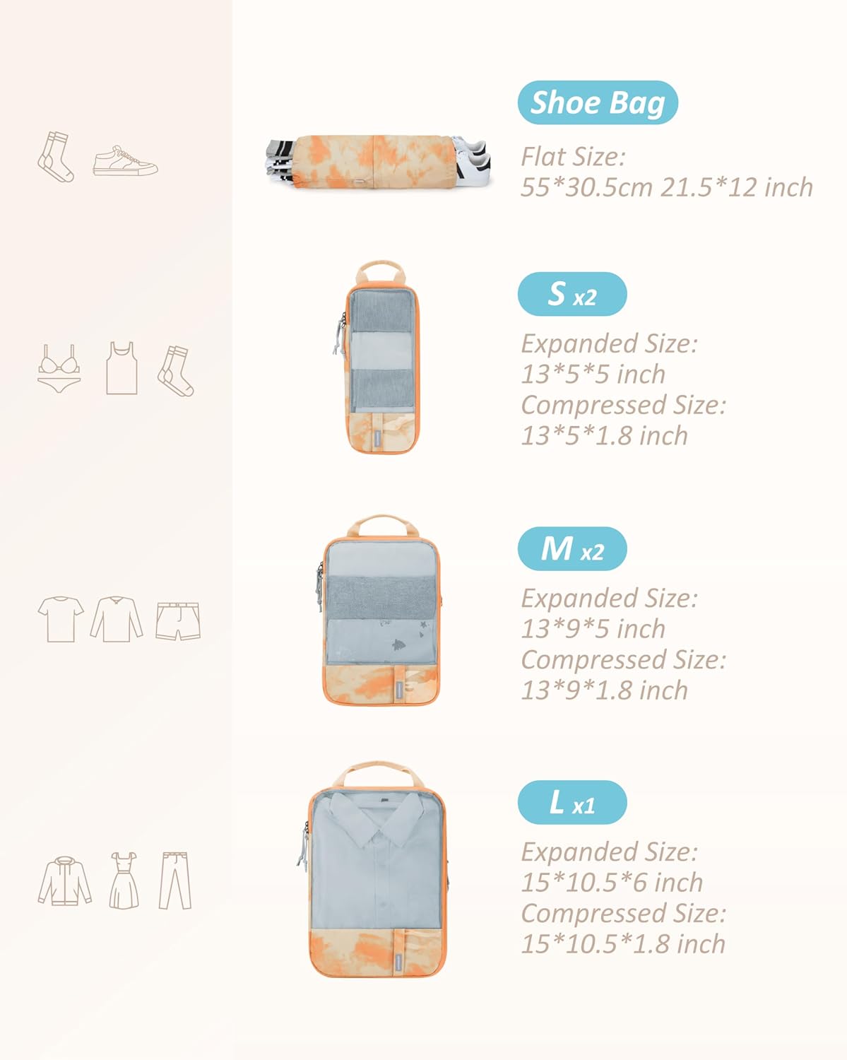 BAGSMART 6 Set /4 Set/2 Set Compression Packing Cubes for Travel, Lightweight Luggage Organizer Bags, Durable Space Saver Bags Travel Essentials