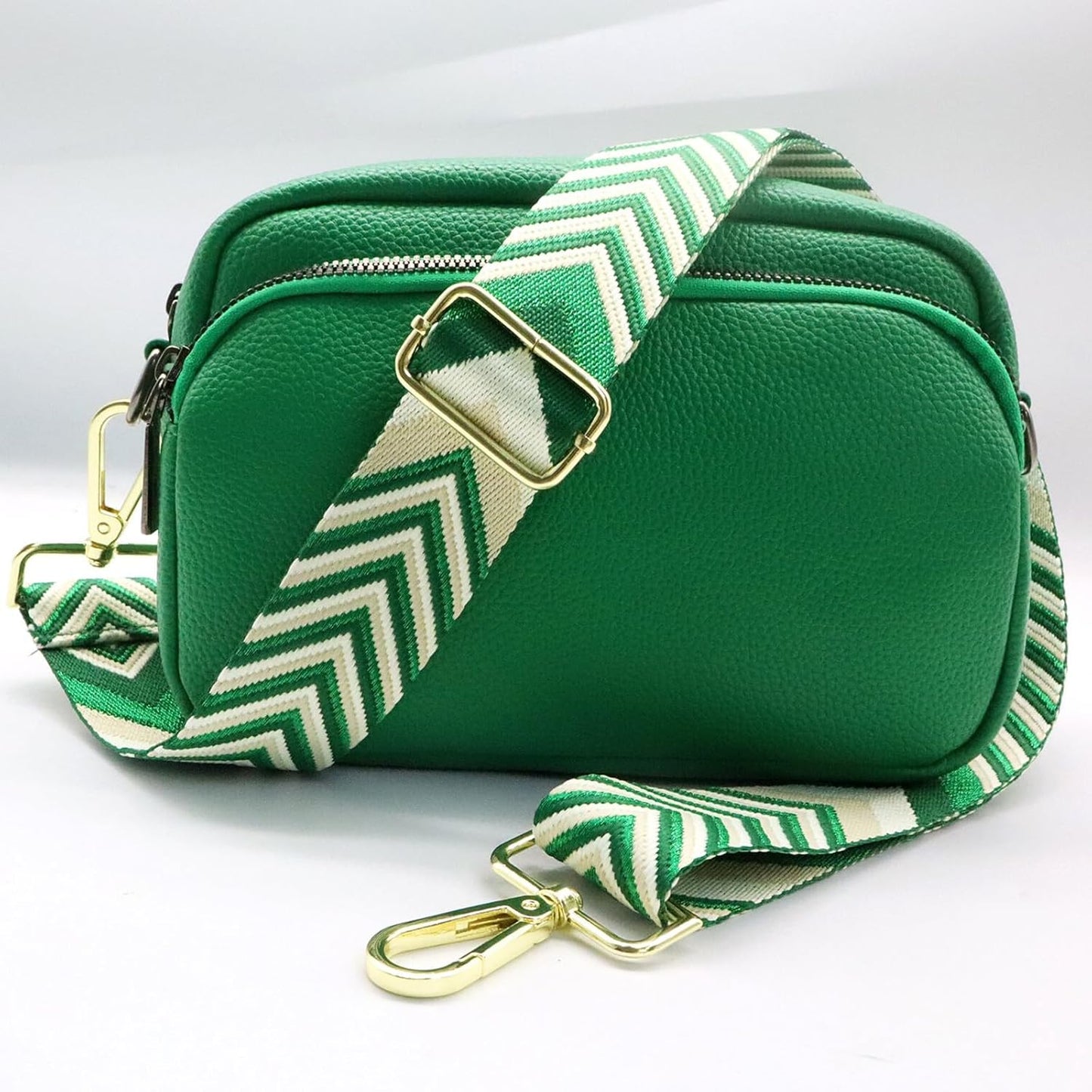Adjustable Green Purse Strap - 1.5" Wide Handbags, Camera, Guitar, Phone & Crossbody Bag Replacement Shoulder Straps(Gold Hardware)