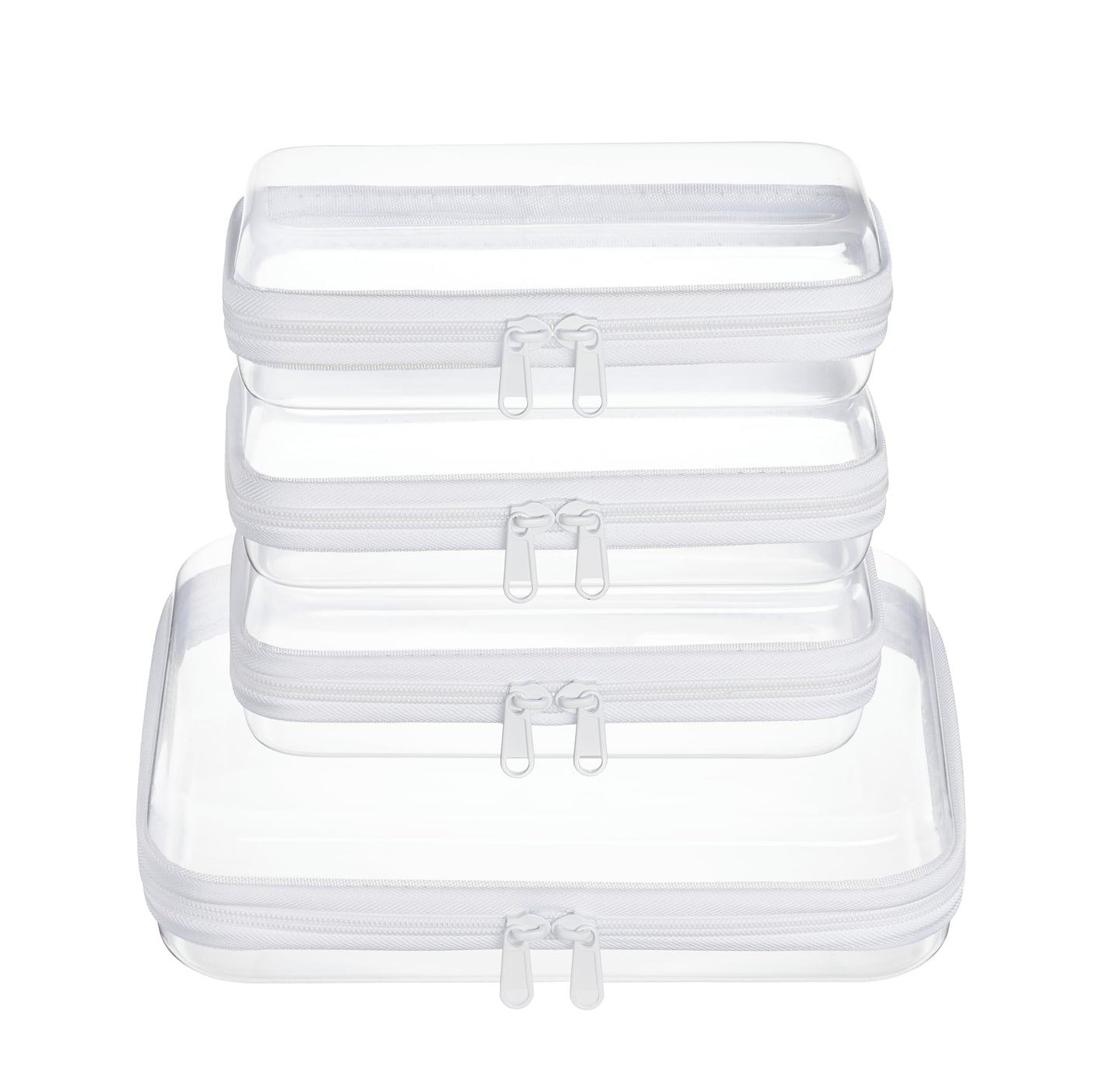 WELPIRT 4 pcs Clear Zipper Pouches,Hard Shell Zipper Case