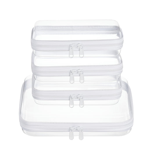 WELPIRT 4 pcs Clear Zipper Pouches,Hard Shell Zipper Case