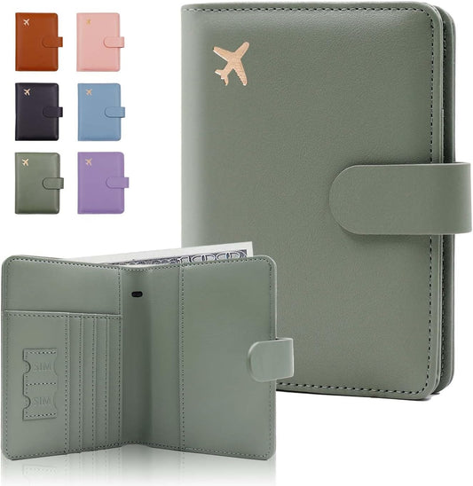 Melsbrinna Premium Leather Passport Holder Covers Case, Waterproof Rfid Blocking Travel Wallet Passport Holder with Pen Holder, Cute Passport Book for Women/Men