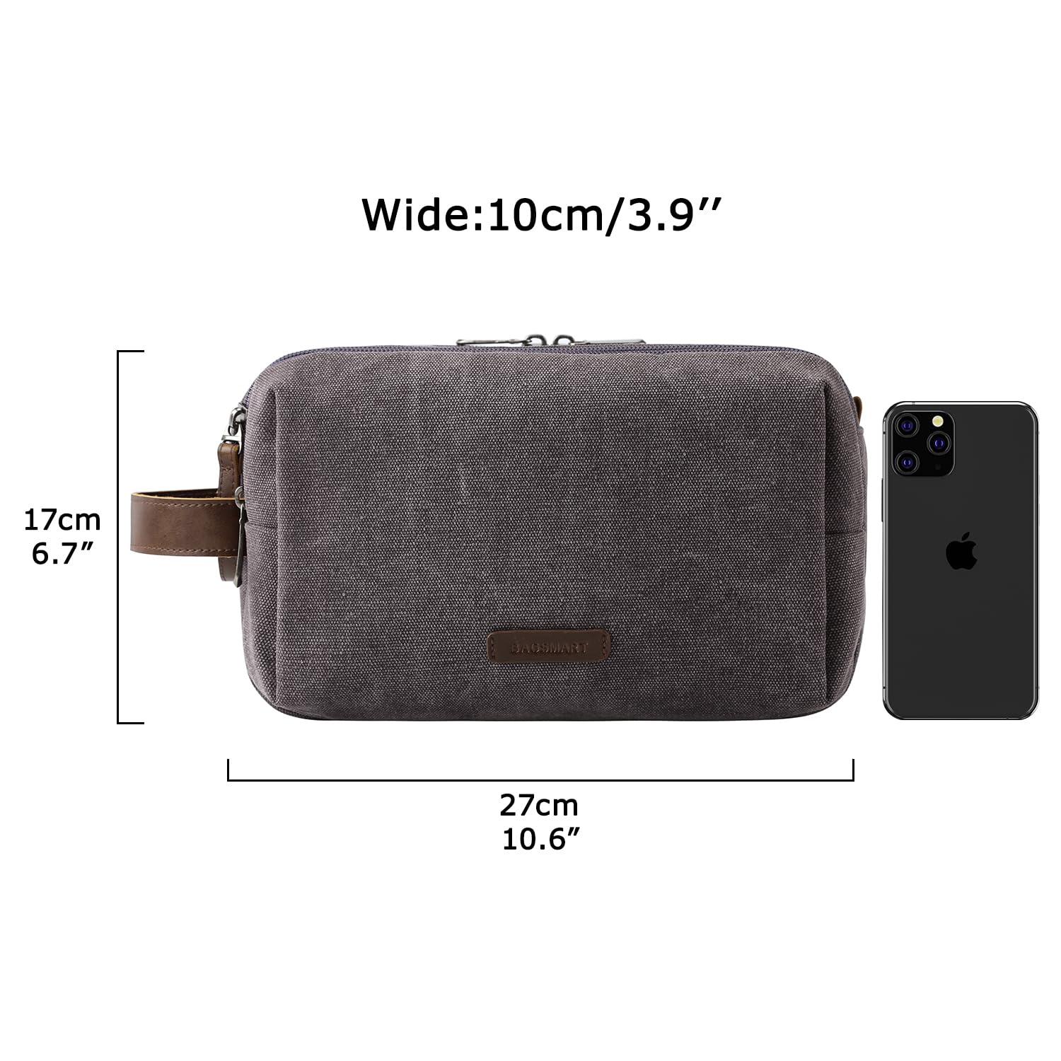 BAGSMART Toiletry Bag for Men, Canvas Travel Toiletry Organizer Dopp Kit Water-resistant Shaving