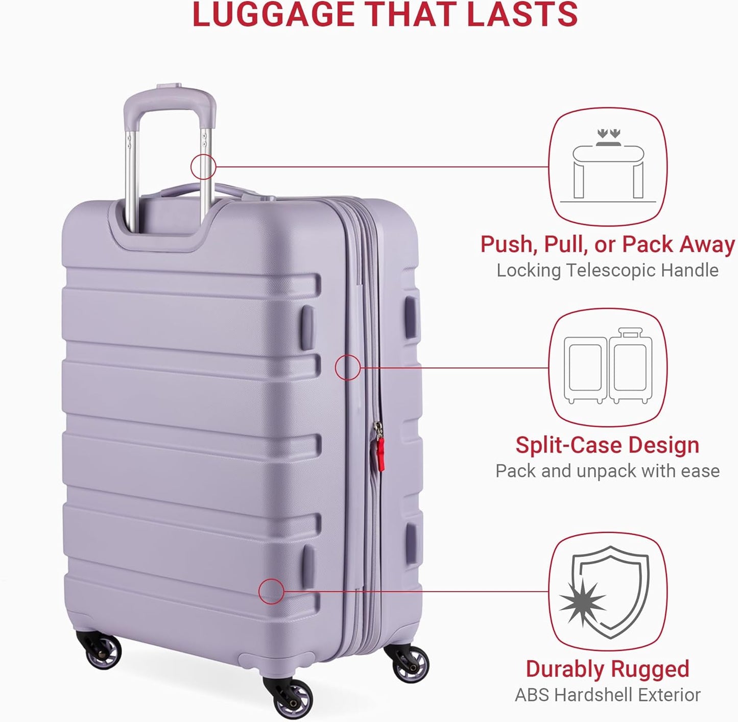 SwissGear 7366 Hardside Expandable Luggage with Spinner Wheels, Evening Haze, Checked-Medium 23-Inch