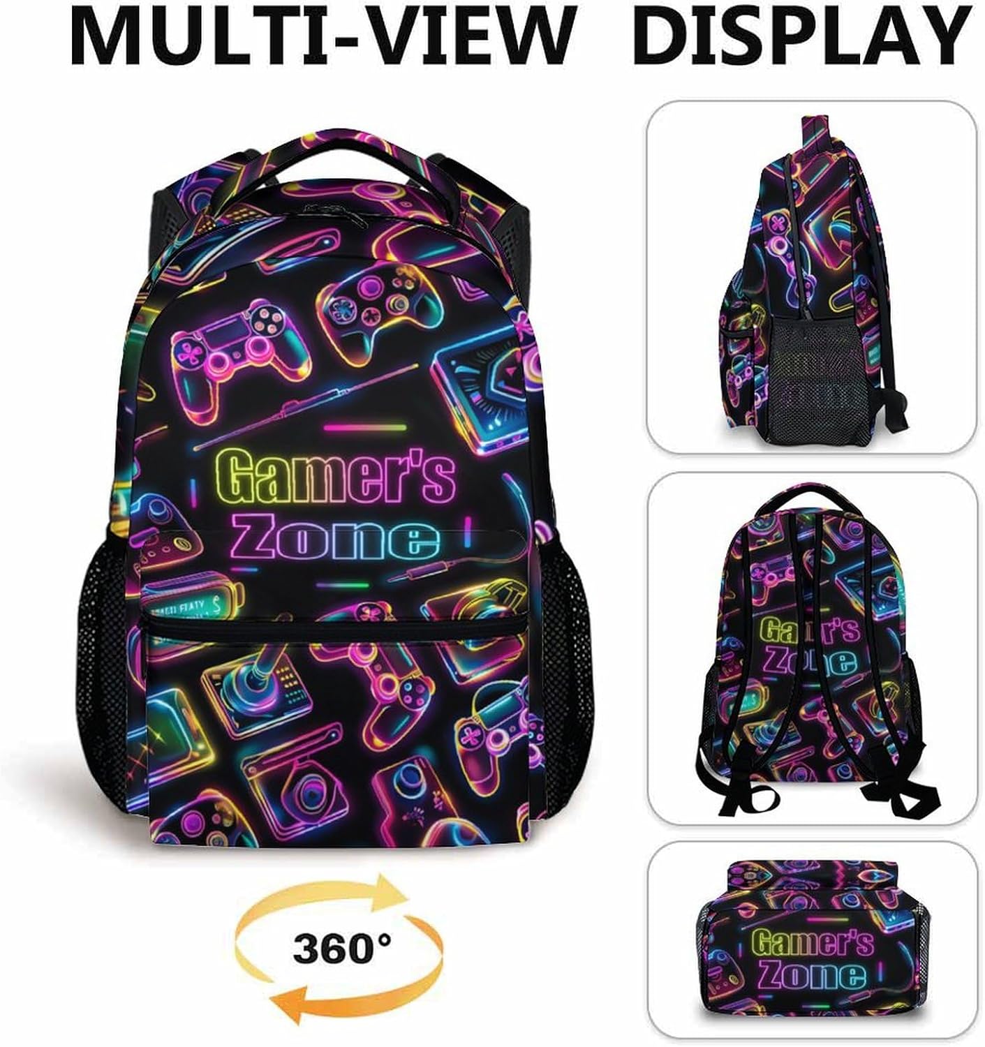 School Backpacks for Boys Girls, 17" Game Backpack for Children Students, Large Capacity Gaming Bookbag for Kindergarten Primary, School Supplies Gift for Travel Hiking Camping