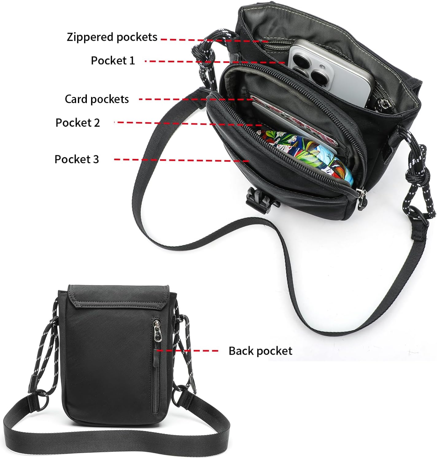 Small Messenger Crossbody bag Shoulder bag for Men Women Sling bag Purse for Work Travel
