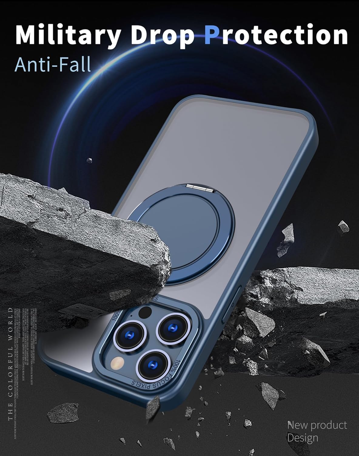Magnetic Stand Case for iPhone 14 Pro [with 2 Tempered Glass Film] [360° Rotation Magnetic Stand] [Compatible with Magsafe] Military-Grade Drop Protection Case, Blue