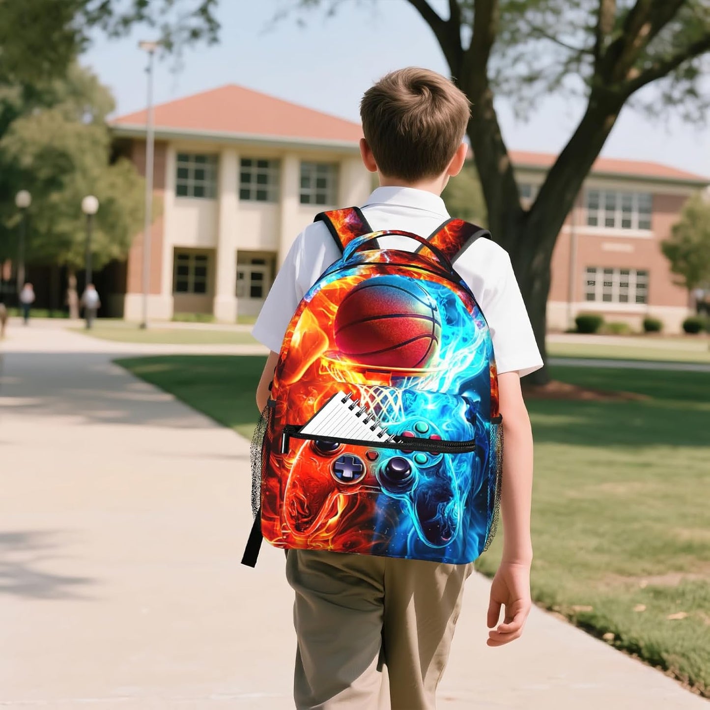 Kids Backpack for Boys Game Boys School Backpack for Kid Children Teens Elementary Middle School Students Kids' Backpacks Ages 6-18 Video Game Basketball Bookbag Travel Back Pack