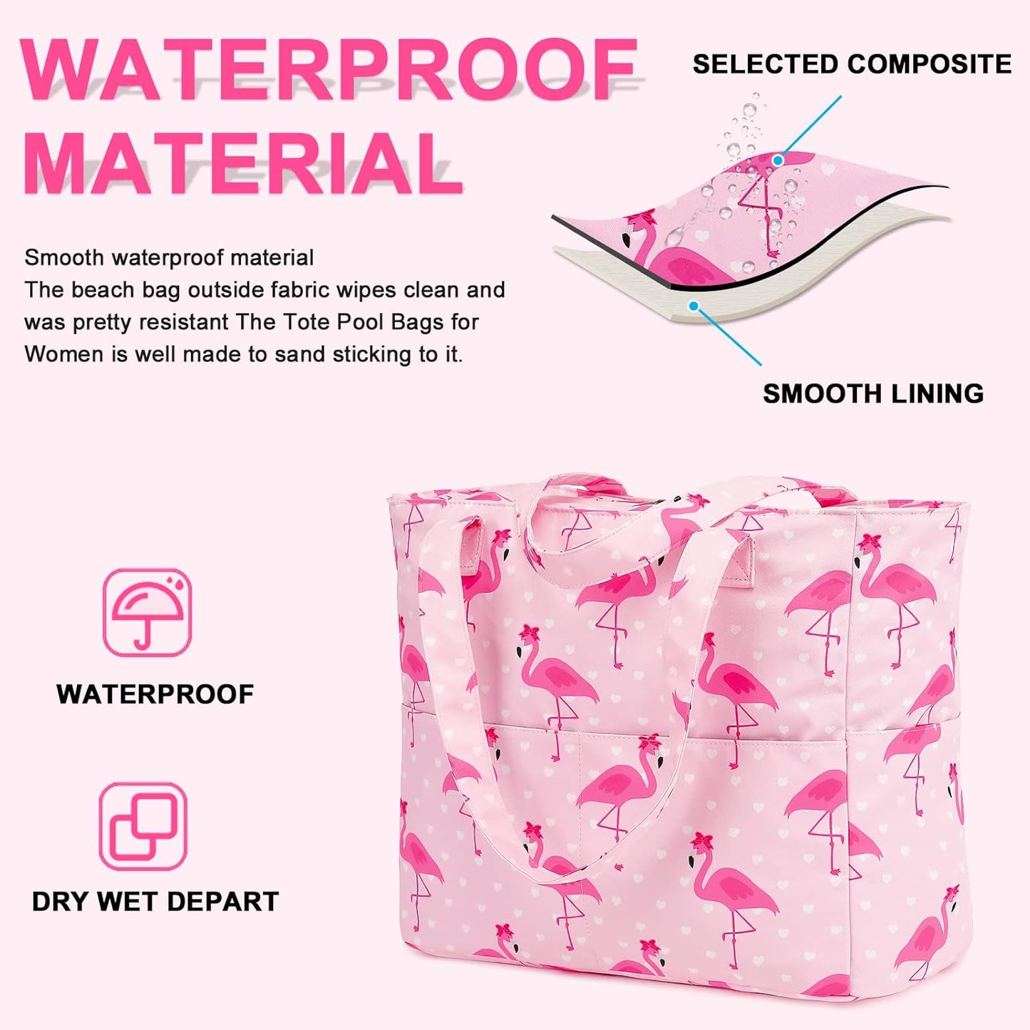 Bluboon Waterproof Beach Tote Pool Bags for Women Ladies Extra Large Carry On Bag With Wet Compartment for Weekender Travel