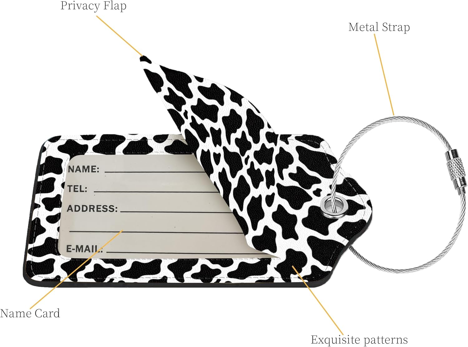 2 Pcs Luggage Tags for Suitcases, PU Leather Cruise Ship Luggage Tags with Privacy Cover Label
