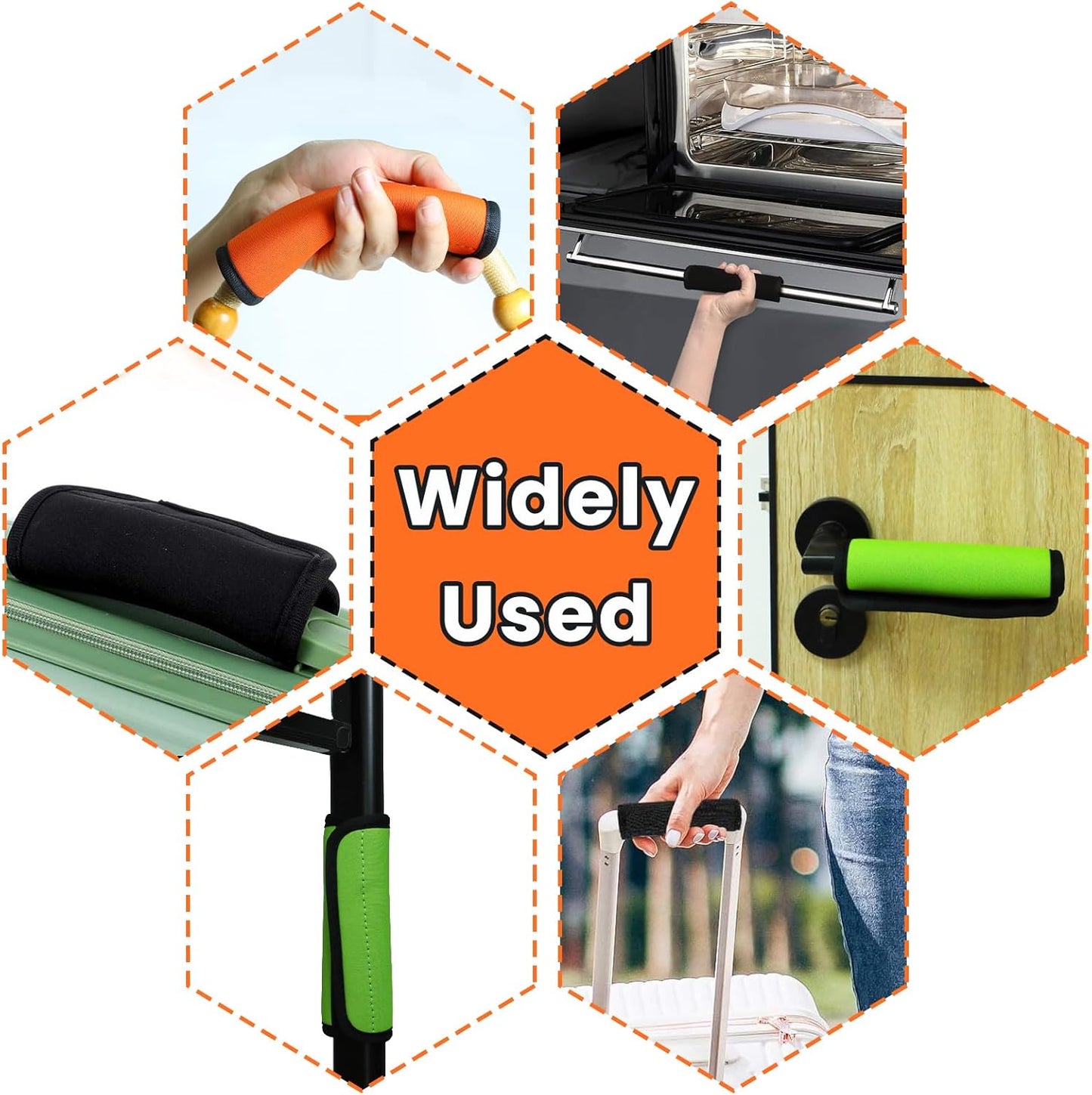 3 Pcs Suitcase Luggage Handle Wrap,Sleeve Handle Covers,Hand Bag Door Bucket,Suitcase Tags,Identifiers for Travel Accessories (Green,Orange,Black)
