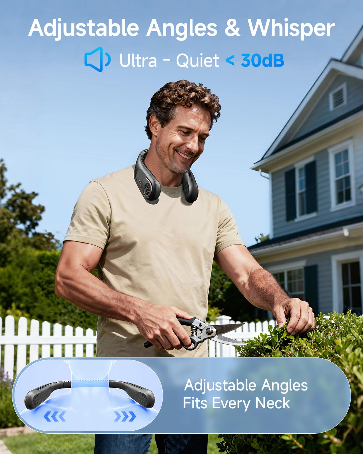 SWEETFULL Portable Neck Fan: 5200mAh Bladeless Personal Fan | 4 Speeds, 20H Max Runtime, No Hair