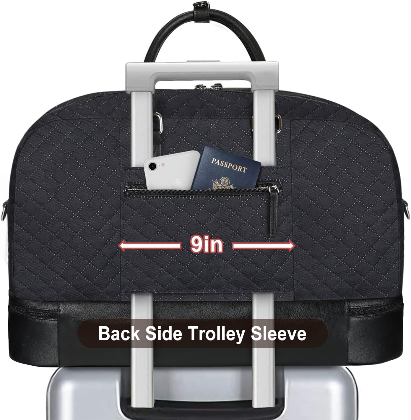 Weekender Bag for Women, Large Overnight Bag Canvas Travel Duffel Bag Carry On Tote with Shoe Compartment 21" 3Pcs Set