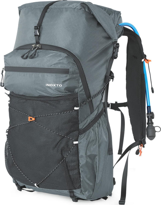 Hiking Backpack for Men and Women, 30L Waterproof Camping Backpack with 3L Water Bladder and Rain Cover, Lightweight Outdoor Sport Travel Daypack Rucksack for Climbing Cycling (Dark gray)