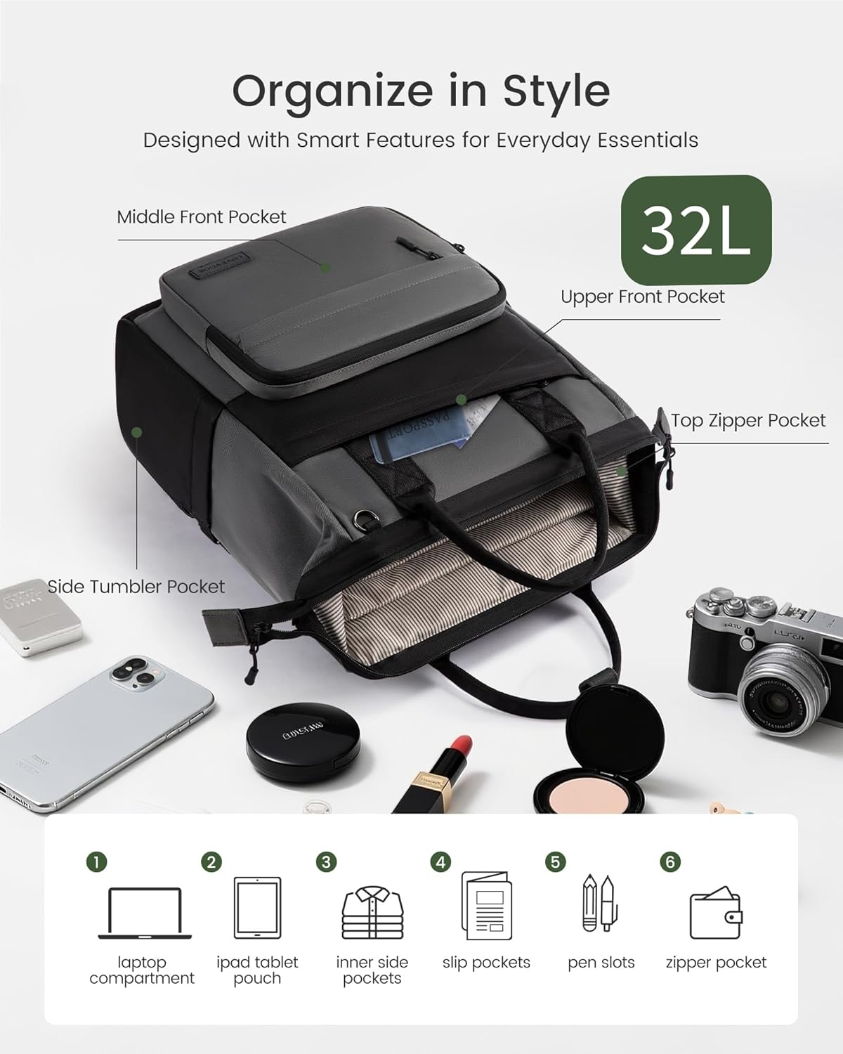 LOVEVOOK Laptop Backpack for Women, 17 Inch Travel Backpack for Work College Business, Water