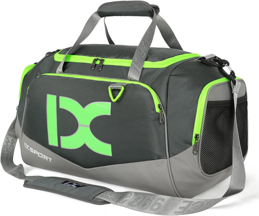 Sports Gym Bag，INOXTO Travel Duffel Bag with Dry Wet Pocket And Shoe CompartmentFor Women and Men，40L/55L Fitness Waterproof Weekender Bag For Swim Sports Travel Working Out (Gray green, 40L)