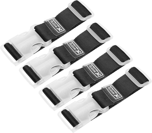 uxcell 4Pcs Add A Bag Luggage Strap, 4-12 Inch Adjustable Suitcase Belt Travel Accessories, Luggage Connector for Carry-on Baggage, Black
