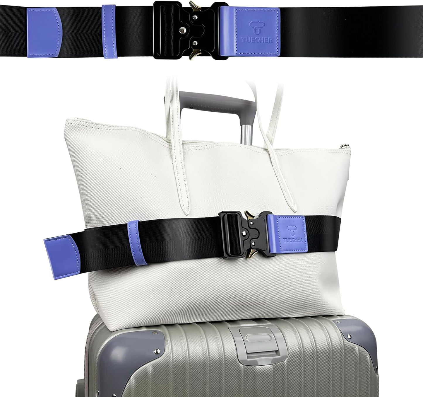 Luggage Straps for Carry On, Vethers Add a Bag Travel Belt, Hands Free Luggage Helper, Adjustable and Stylish Belt with Metal Buckles for Second Bag, Tote, Airport Travel Accessory (Mar)