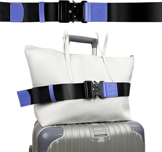 Luggage Straps for Carry On, Vethers Add a Bag Travel Belt, Hands Free Luggage Helper, Adjustable and Stylish Belt with Metal Buckles for Second Bag, Tote, Airport Travel Accessory (Mar)