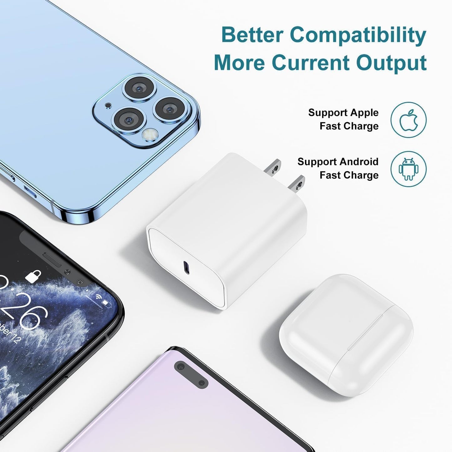 for 6ft iPhone Charger Fast Charging Block, Type C Wall Charger Plug with Long USB C to Lightning Cable Cord, Adapter Brick Cube Box for Apple iPhone 14 Pro Max/14/13 Pro/12 Plus/12 Mini/11/iPad Air