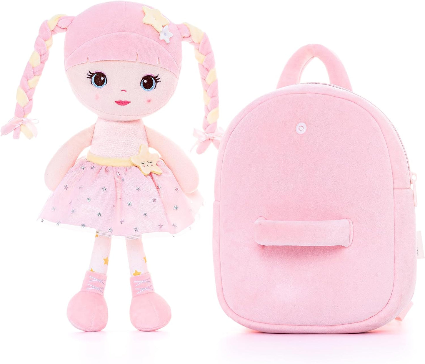 Lazada Girls Backpack with Doll Toddler Toys Baby Girls Gifts Rag Dolls Backpack 9.5“